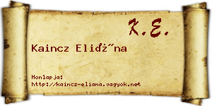 Kaincz Eliána névjegykártya